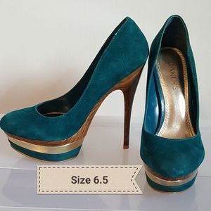 Bakers Teal/Wood/Gold Pumps